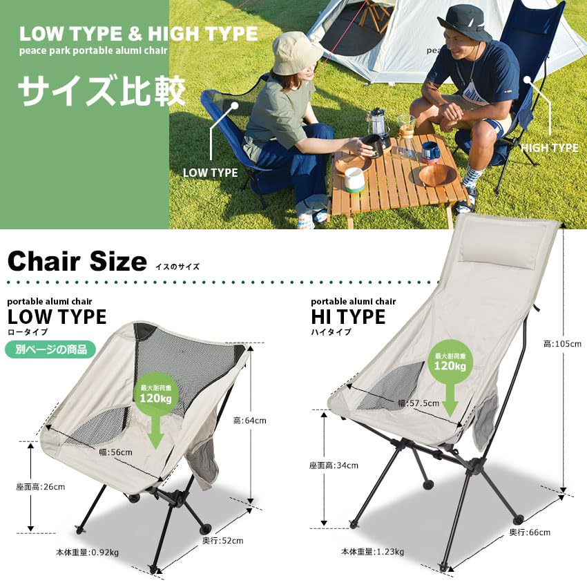 Amazon.co.jp: ピースパーク 超軽量 折り畳みハイチェア キャンプ